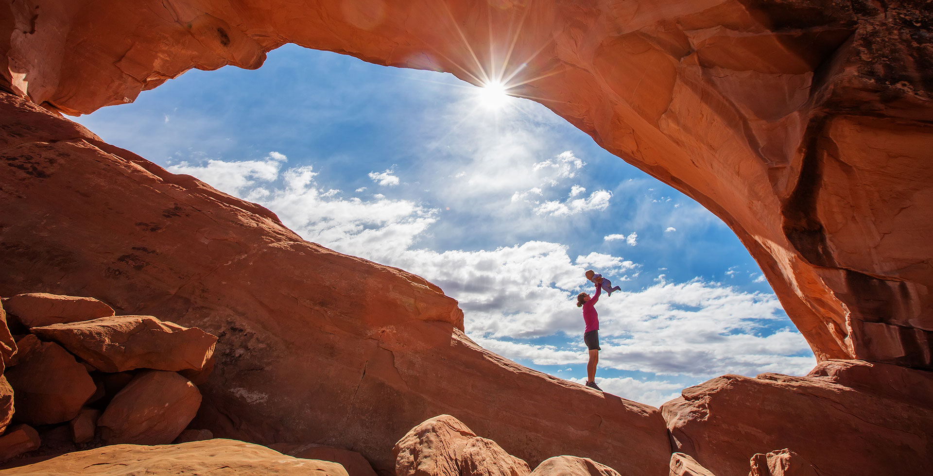 Woman and child in Arches National Park