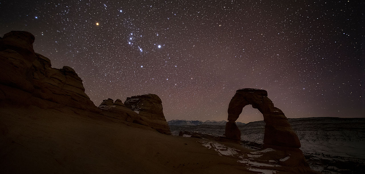 Delicate Arch NIght Sky in Winter